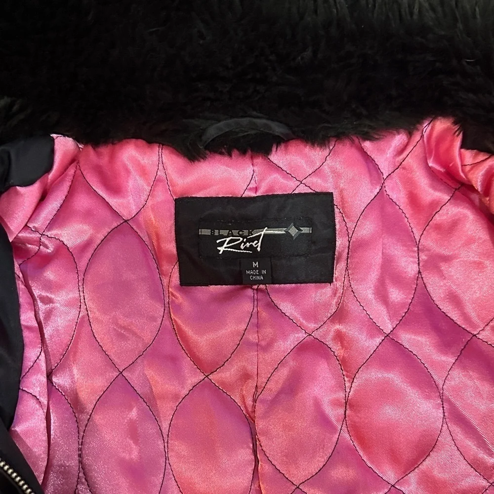 Black Rivet Coat with Pink Satin Lining